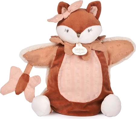 Doudou plüss kézbáb – Mina róka, rózsaszín, 25 cm