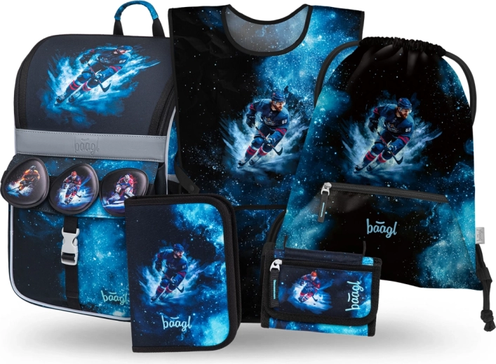 Baagl iskolai szett Zippy Jégkorong – aktatáska, tolltartó, tornazsák, pénztárca és fényvisszaverő mellény