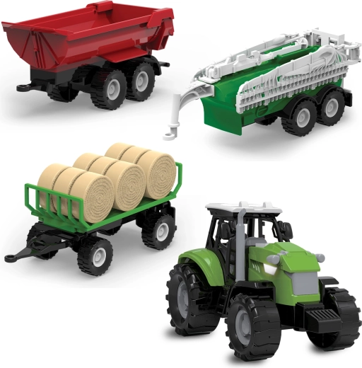 FARM SERVICE traktor három pótkocsival, fényekkel és hangokkal
