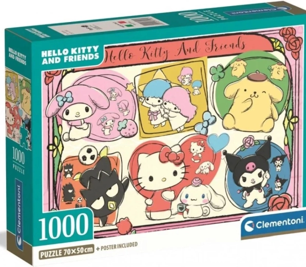 CLEMENTONI Puzzle Hello Kitty és barátai – aranyos kollázs, 1000 darab
