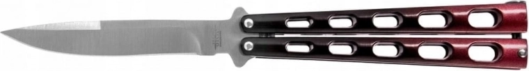 Összecsukható balisong kés 9 cm fekete–piros alumínium JOKER