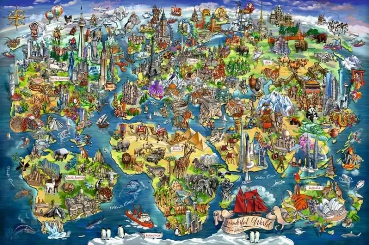 RAVENSBURGER puzzle Világ a térképen 5000 darab