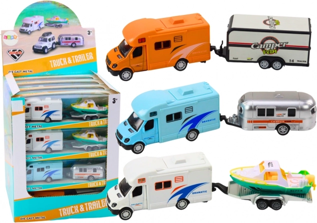 Játék Terepjáró Autó Hajóval Vagy Lakókocsival Fém Meghajtás