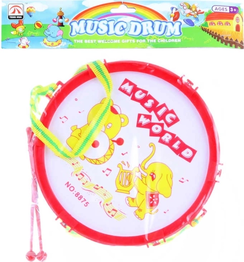 Gyermek dob állatkákkal 19 cm, 2 dobverővel