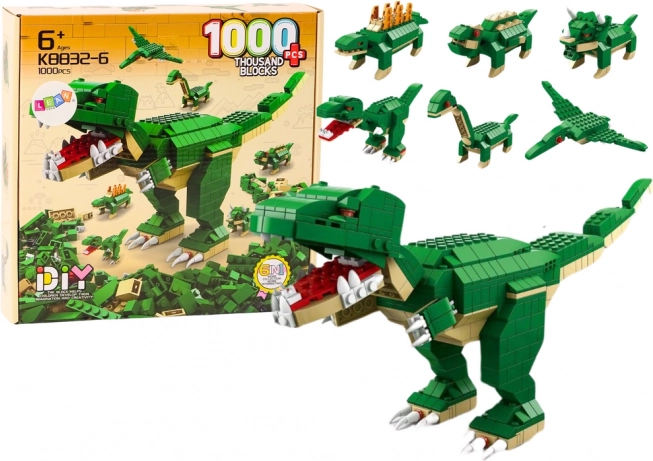 6 az 1-ben DIY dinoszaurusz építőkocka készlet, 1000 elem