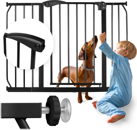 Fekete biztonsági ajtó- és lépcsőkapu Nukido