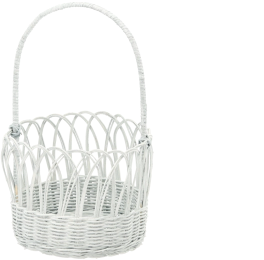 Kékesszürke, fehérített hatású rattan kosár fogantyúval 20 × 16/35 cm