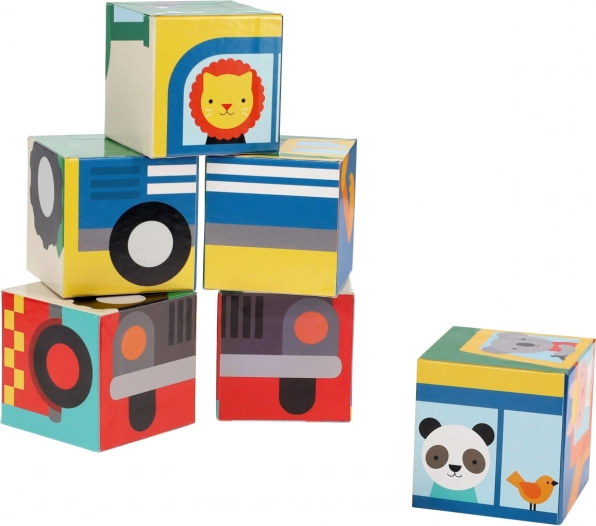 Petit Collage járművi kockák állatokkal