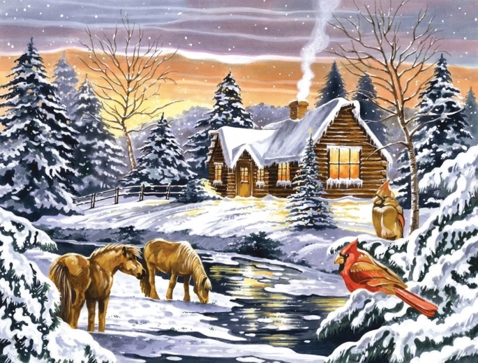 Norimpex Festés számok szerint Téli ház a patakparton 40 × 50 cm