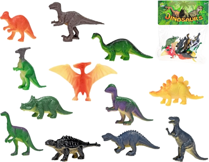 12 darabos műanyag dinoszaurusz készlet (4–8 cm)