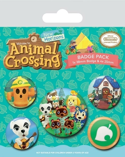 Animal Crossing kitűzőkészlet – 5 darab