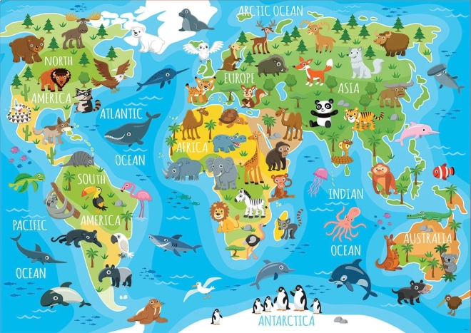 EDUCA Puzzle Világállatok térképe 150 darab