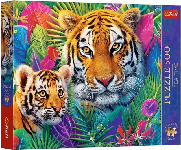 Puzzle Premium plus 500 Tea time – tigrisek a dzsungelben