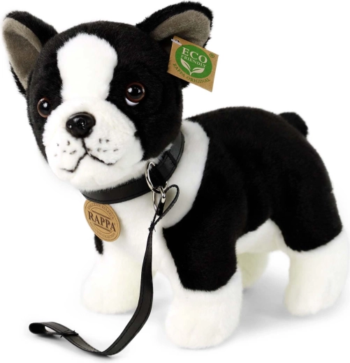 Plüss francia bulldog pórázzal, 23 cm