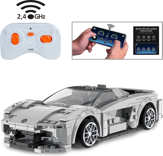 Távirányítású CaDA Lotus Evija építőkészlet 1:18 méretarányban, szürke