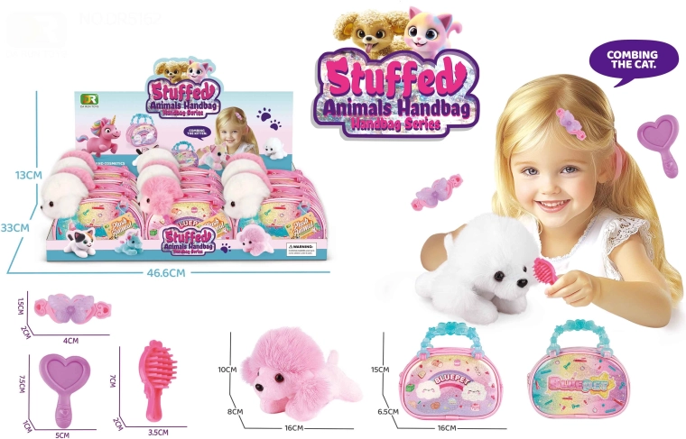 Plüss kutyus táskában 16 cm kiegészítőkkel