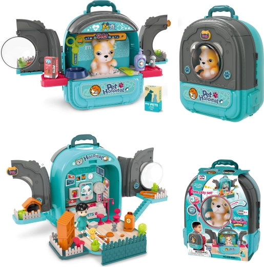 Állatkórház hátizsákban 3 az 1-ben, kék