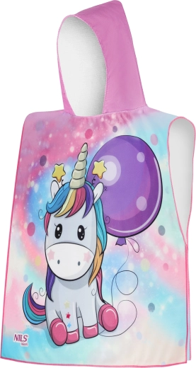 NILS Aqua Unicorn gyermek mikroszálas kapucnis poncsó