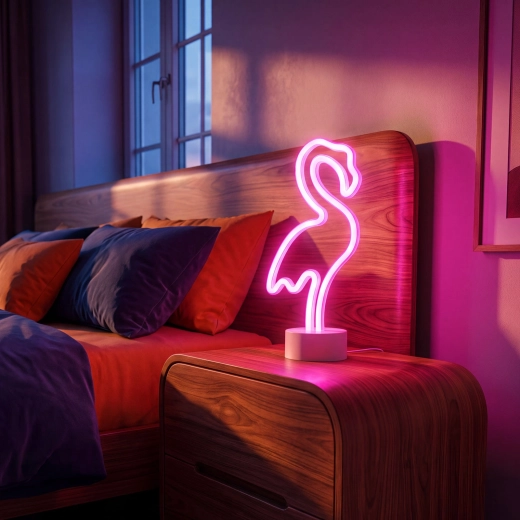 Neon LED-lámpa rózsaszín flamingó
