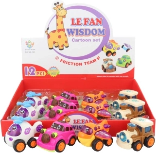 Babajáték közlekedési eszközök lendkerekes, 12 db