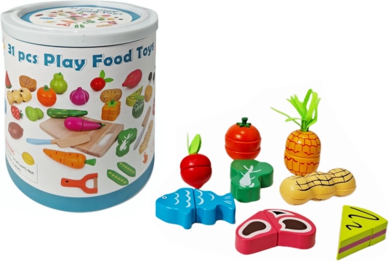 Fa gyümölcs és zöldség szeleteléshez vödörben