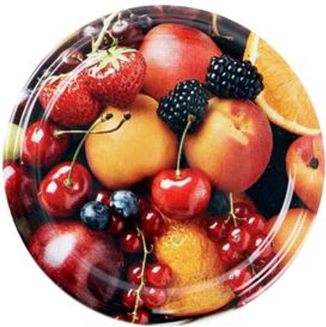 Twist kupakok csavaros befőttesüvegekhez gyümölcsmintával, 66 mm, 10 db