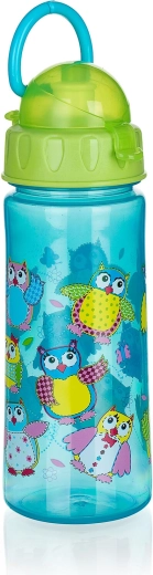 Szívószálas bagoly kulacs 500 ml zöld