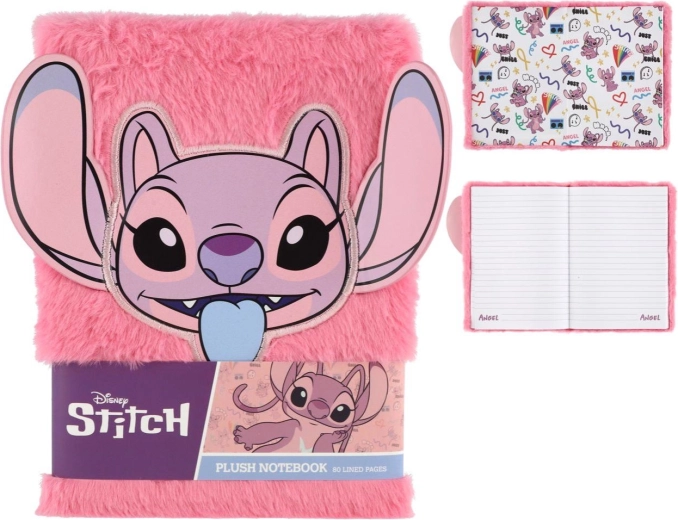 Gyűrűs füzet plüss borítóval, Lilo és Stitch Angel