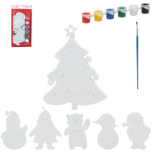 Karácsonyi díszfestő készlet 6× függeszthető gömb 10 cm festékekkel és ecsettel