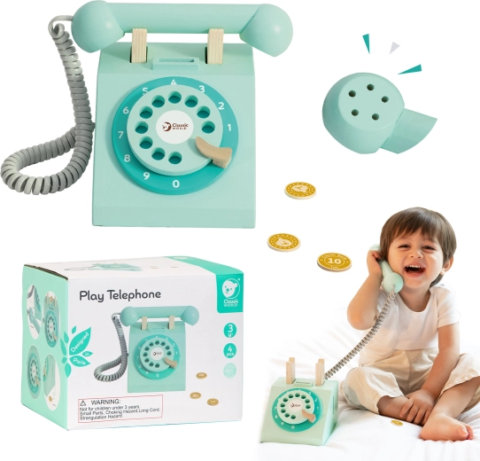 Classic World vintage fa játéktelefon gyerekeknek
