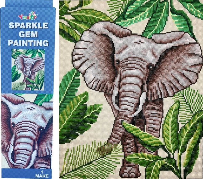 Gyémántszemes festés – Elefánt 34 × 43 cm