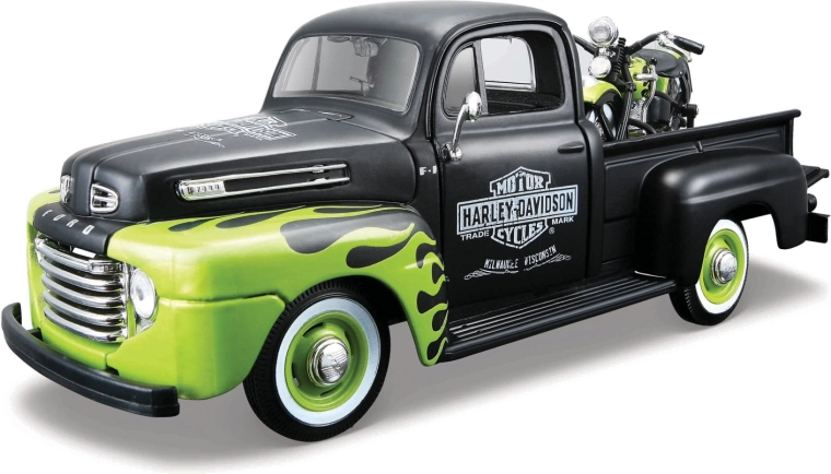 Maisto Harley-Davidson custom 1948 Ford F-1 pickup 1948 FL Panhead motorkerékpárral 1:24