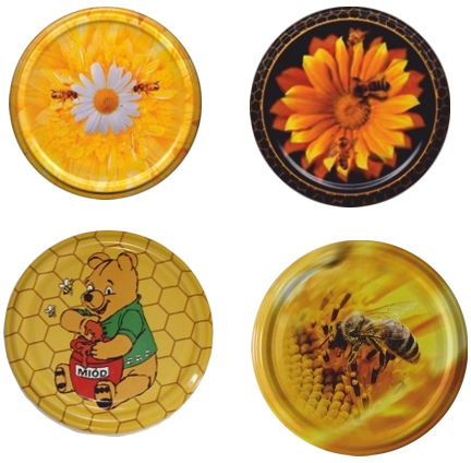 82 mm-es fém tetők méhecske mintával – 10 db