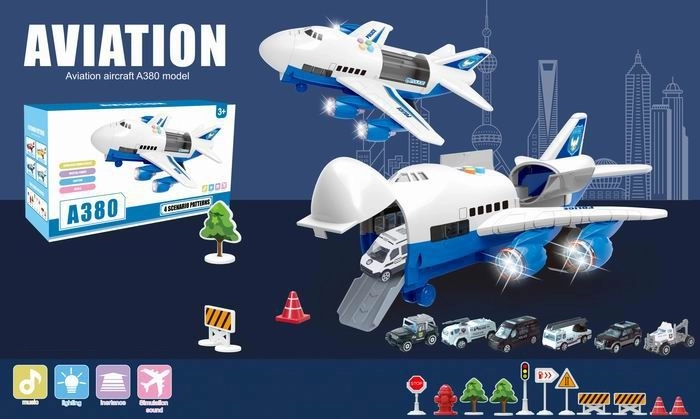 A380 repülő rendőrautókkal, fény- és hangeffektekkel