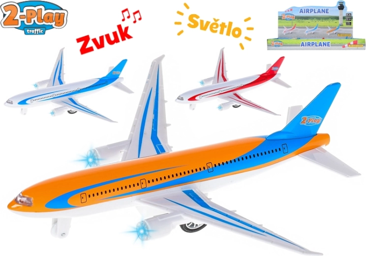 Fém utasszállító repülőgép 2-Play, 18,5 cm, fénnyel és hanggal