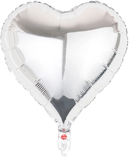 Ezüst szív alakú fólia lufi 45 cm
