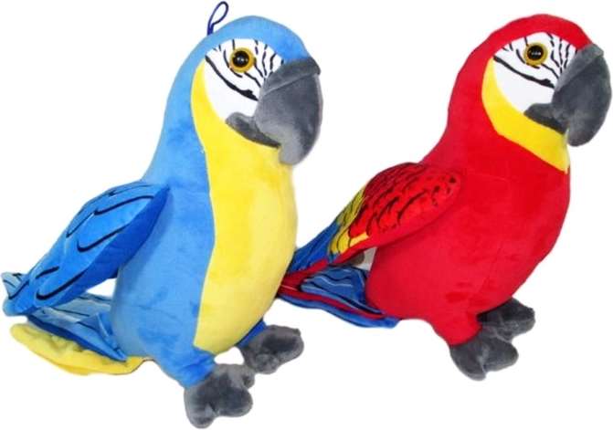 Plüss papagáj hanggal 31 cm