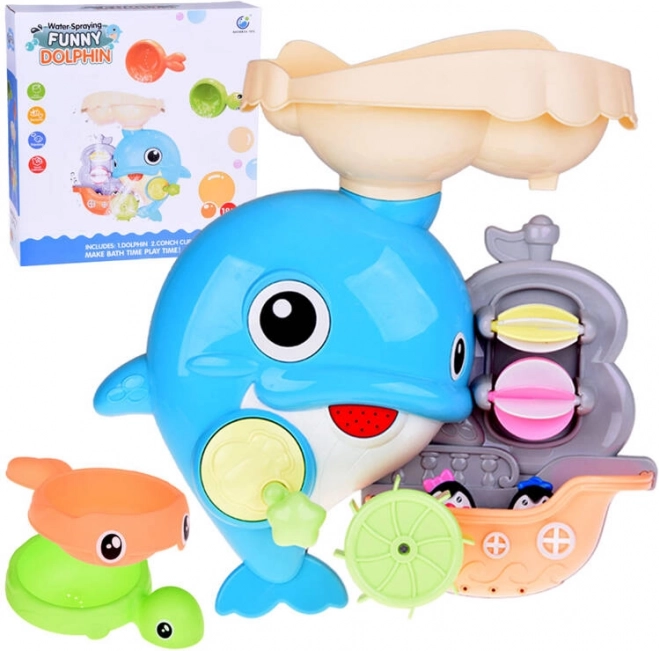 Vidám delfin – fürdőjáték csónakkal és pingvinekkel