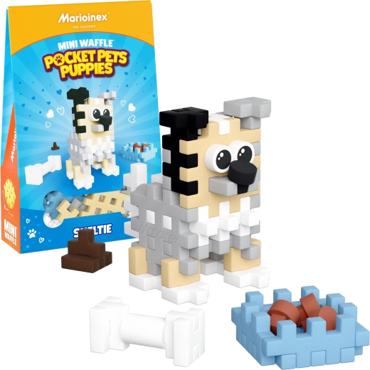 Mini Waffle Pocket Pets építőkészlet – Sheltie kölyökkutya a Marioinextől