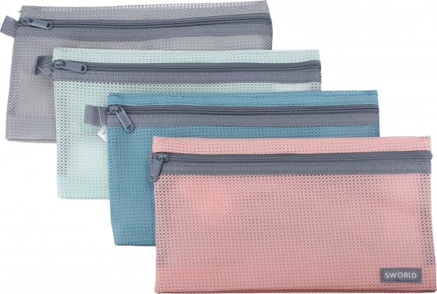 Különböző színű cipzáras iratmappa 23x13 cm