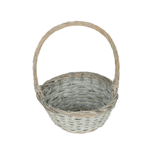 Szürke fonott kosár fogantyúval 26 × 11 × 33 cm