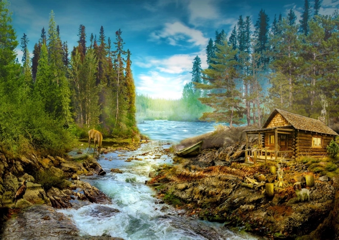 1000 darabos puzzle – rönkház a zúgónál ENJOY PUZZLE