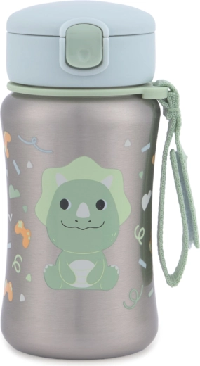 Skip Hop rozsdamentes acél szívószálas kulacs Besties Squad Dino 350 ml