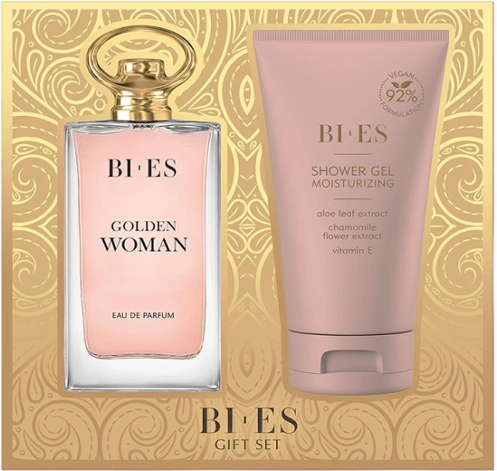 BI-ES Golden Woman női ajándékszett – eau de parfum 90 ml + tusfürdő 150 ml