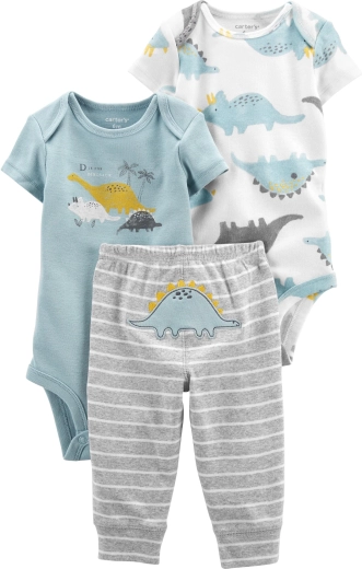 Carter's 3 részes szett kisfiúknak Blue Dino – 2× rövid ujjú body és melegítőnadrág