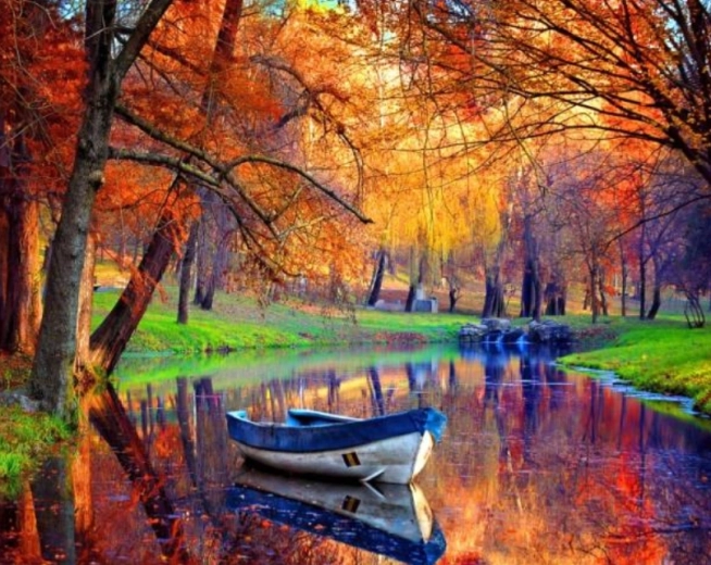 Gyémántszemes kirakó Elhagyott csónak 30 × 40 cm