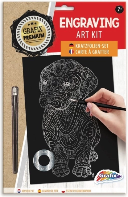 Ezüst kaparós kép kutya GRAFIX