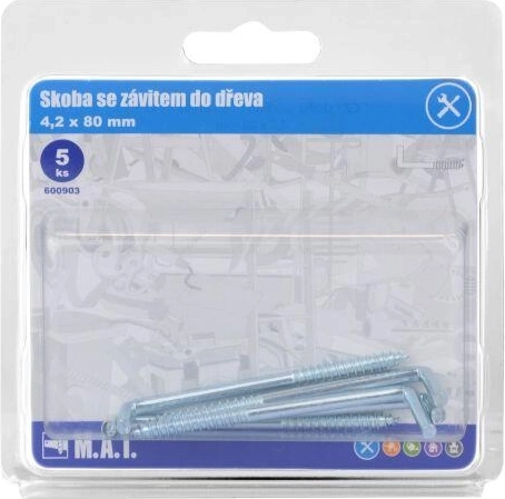 Menetes kampó fához 80 × 4,2 mm, horganyzott, 5 db