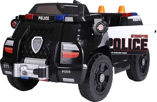 JiaJia Cars elektromos rendőrautó gyerekeknek, fekete, 12 V 4 Ah