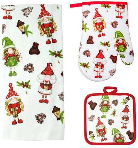 Konyhai szett Manók – kesztyű, fogó és konyharuha